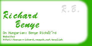 richard benye business card